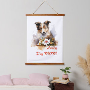 Tapisserie Suspendue Shetland Sheepdog Chiot Pet Aquarelle
