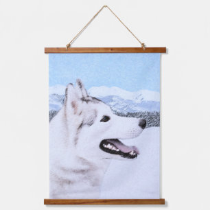 Tapisserie Suspendue Sibérie Husky (argent et blanc) Peinture Chien Art
