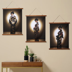 Tapisserie Suspendue Silhouette japonaise Kimono