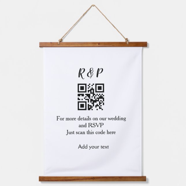 Tapisserie Suspendue Site web de mariage rsvp q r code ajouter nom text (Recto)