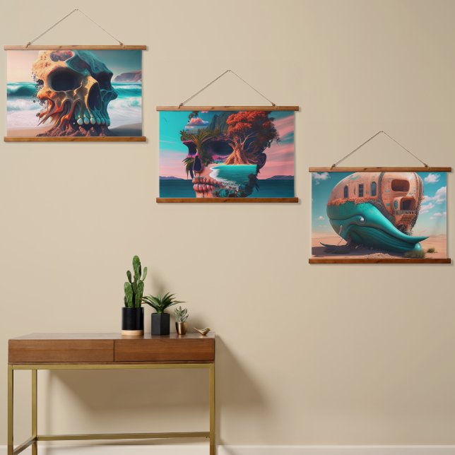 Tapisserie Suspendue Skull on the beach (Asymétrique)