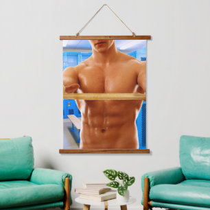 Tapisserie Suspendue SlipperyJoe homme musclé torse nu abs poitrine sho
