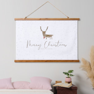 Tapisserie Suspendue SlipperyJoe Joyeux rennes de Noël renne rouge nez