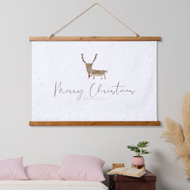 Tapisserie Suspendue SlipperyJoe Joyeux rennes de Noël renne rouge nez (Chambre à coucher)