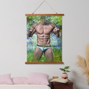 Tapisserie Suspendue SlipperyJoe's homme adulte très musclé torse nu 