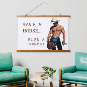 Tapisserie Suspendue SlipperyJoe's sauve cheval monter chapeau de cowbo