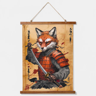 Tapisserie Suspendue Sly Fox Samurai Warrier - Style encre japonaise