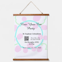 soirée nouvel an scan QR RSVP nom rose bleu