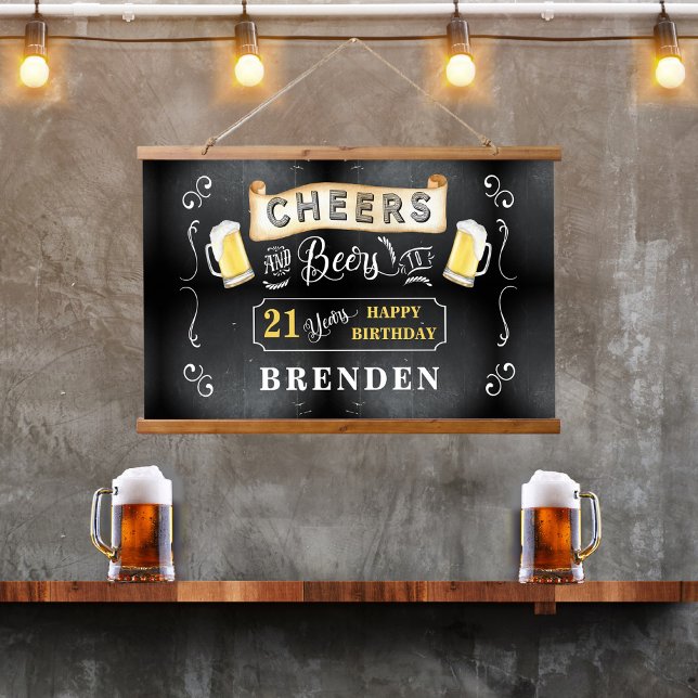 Tapisserie Suspendue Soirées et bières à 21 ans fête d'anniversaire (Créateur téléchargé)