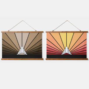 Tapisserie Suspendue Soleil Art déco en bronzage/aube