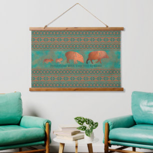 Tapisserie Suspendue Southwest Javelina Family Cuivre Turquoise Personn