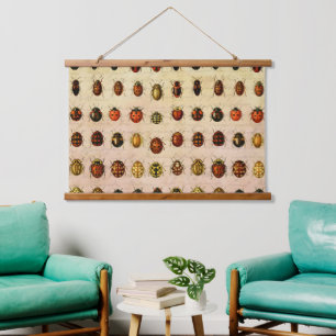 Tapisserie Suspendue Spécimen de coccinelle vintage Motif Insecte antiq