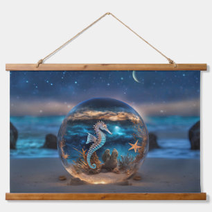 Tapisserie Suspendue Starfish and Seahorse Surreal Beach Océan