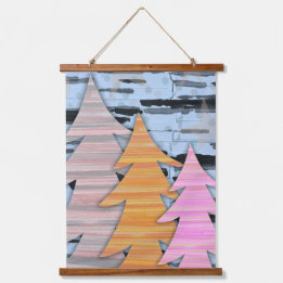 Tapisserie Suspendue Striped Trees Winter Landscape Scene