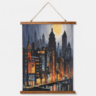 Tapisserie Suspendue Style urbain moderne - City Skyline à Dusk Art