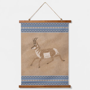 Tapisserie Suspendue Sud-Ouest Pronghorn Running Antelope Bleu Frontièr