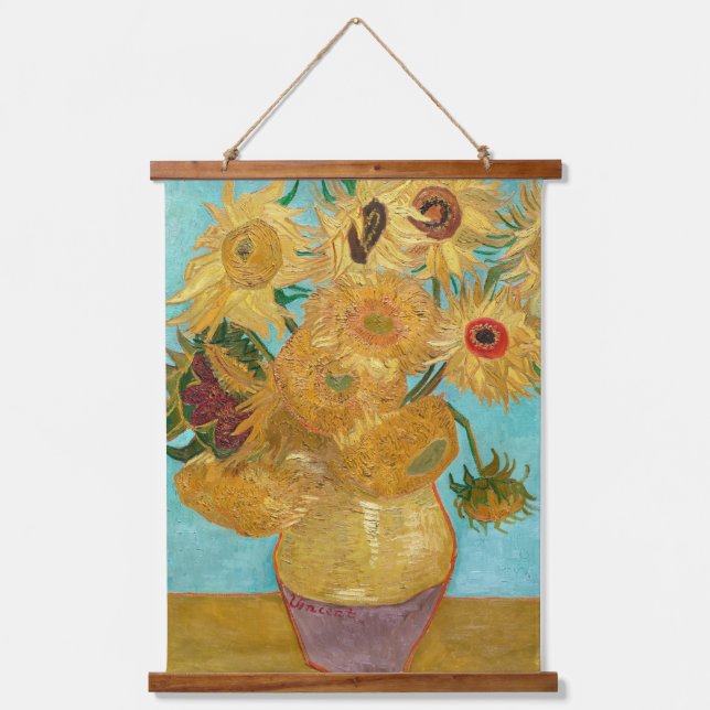 Tapisserie Suspendue Sunflowers, Post Impressionist Still Life Painting (Recto)