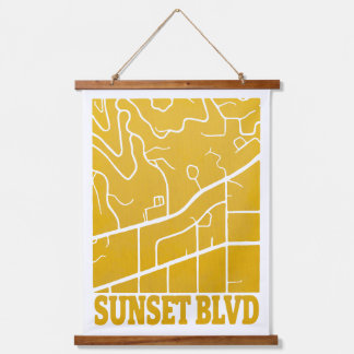 Tapisserie Suspendue Sunset Boulevard - Carte minimaliste de Los Angele