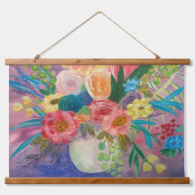Suspension murale florale fantaisie