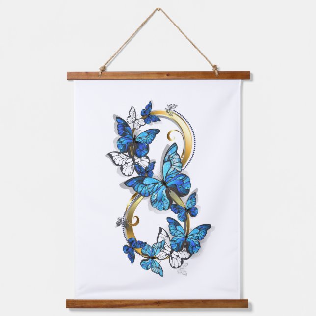 Tapisserie Suspendue Symbol Infinity of Blue Morpho Butterflies (Recto)