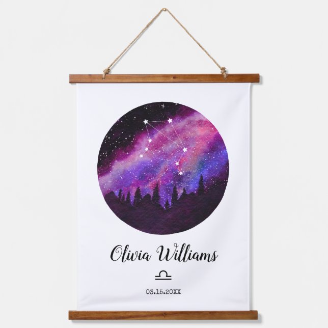 Tapisserie Suspendue Symbole Horoscope de Constellation Rose (Recto)