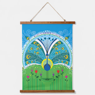 Tapisserie Suspendue Symétrie de paon enchanteur