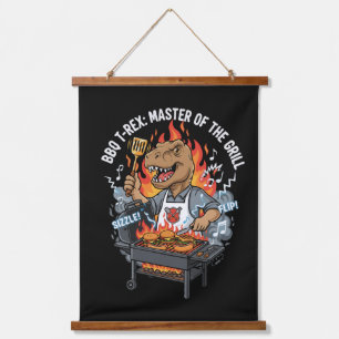 Tapisserie Suspendue T-Rex BBQ drôle Maître du Grill Papa Dinosaure