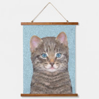 Tabby Gris Peinture Chat - Cute Original Art Chat