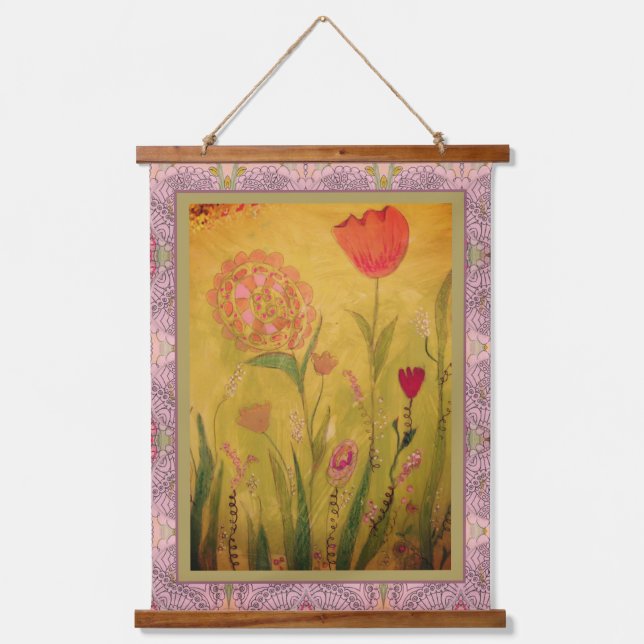 Tapisserie Suspendue Tapestry - Mixed Media Flowers (Recto)