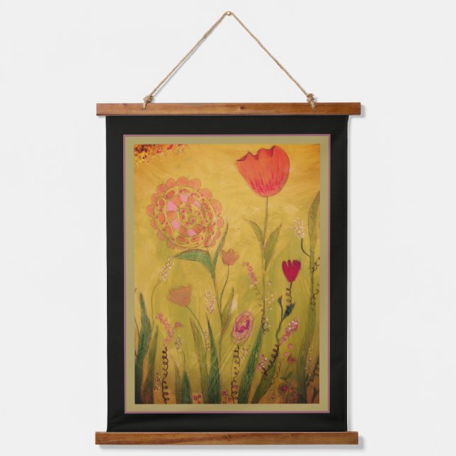 Tapisserie Suspendue Tapestry - Mixed Media Flowers-2 (Recto)