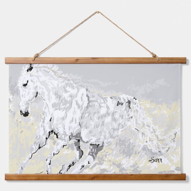 Tapisserie Suspendue Tapestry : wild white Stallion  (Devant)