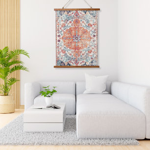 Tapisserie Suspendue Tapis Persan Ethnique Bohème Orange Mat