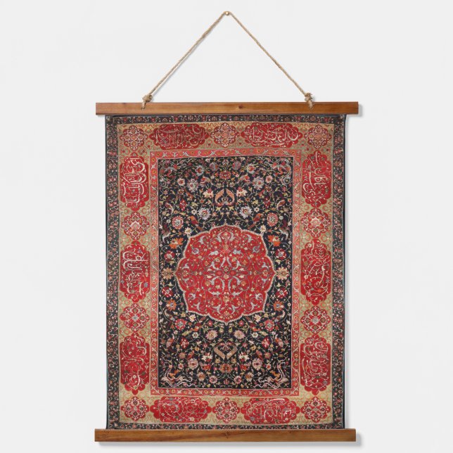 Tapisserie Suspendue Tapis Perse Tapis Iranien Rouge Noir Perse Tapisse (Recto)