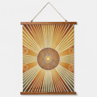 Tapisserie Suspendue "Tapisserie Boho Sun Wall - Soleil d'or avec oreil