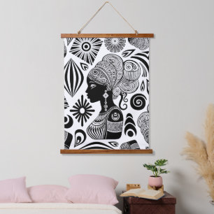 Tapisserie Suspendue Tatouage Tribal Portrait de Fille Africaine