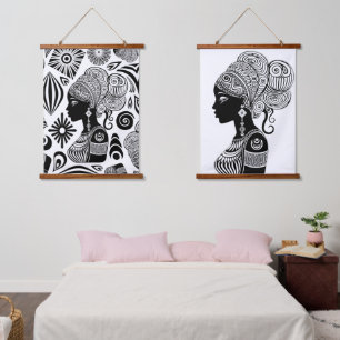 Tapisserie Suspendue Tatouage Tribal Portrait de Fille Africaine