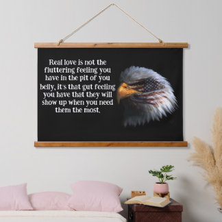 Tapisserie Suspendue Tête de Bald Eagle avec un drapeau américain sur l