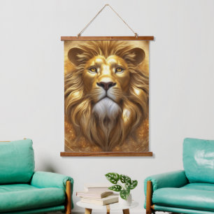 Tapisserie Suspendue Tête de lion doré superbe