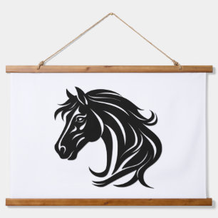 Tapisserie Suspendue Tête de magnifique cheval noir  