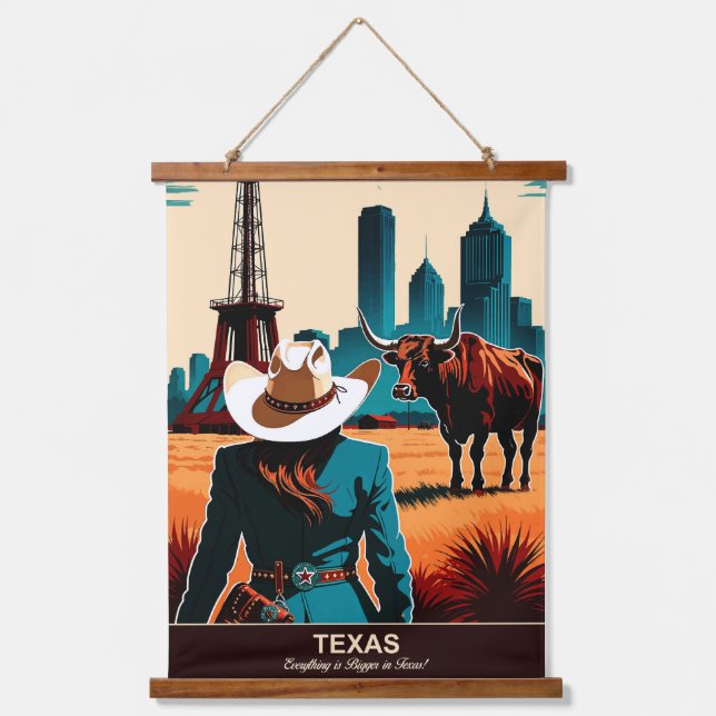 Tapisserie Suspendue Texas Travel : Tout est plus grand au Texas (Recto)