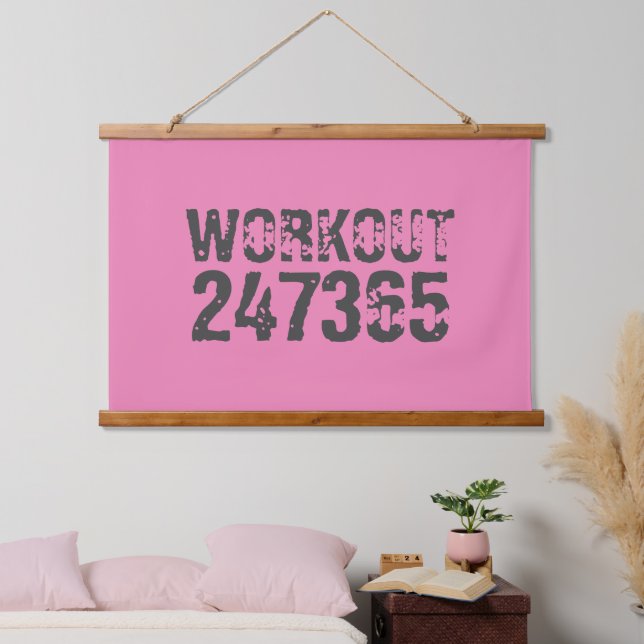 Tapisserie Suspendue Texte usé et rayé Workout 247365 rose (Chambre à coucher)