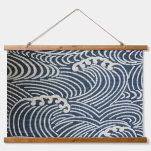 Tapisserie Suspendue Textile japonais vintage, Motif de vague