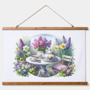 Tapisserie Suspendue Thé à la Fleur Vintage dans le Jardin