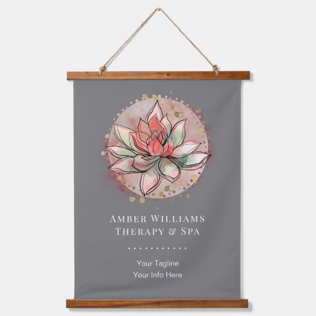 Tapisserie Suspendue Thérapiste Spa de guérison Succulente Yoga Cliniqu (Recto)