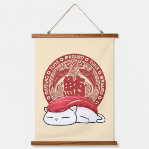 Tapisserie Suspendue Thon de Maguro Sushi Chat