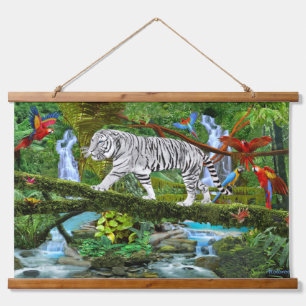 TAPISSERIE SUSPENDUE TIGRE BLANC DE LA JUNGLE MYSTIQUE