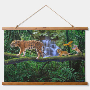 TAPISSERIE SUSPENDUE TIGRE DE LA JUNGLE ET SES PETITS