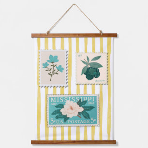 Tapisserie Suspendue Timbre Postage vintage Cuisine Imprimer   Bleu rét