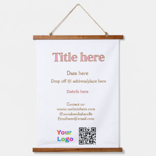 Tapisserie Suspendue titre scanner QR contact logo ici lieu date entrep