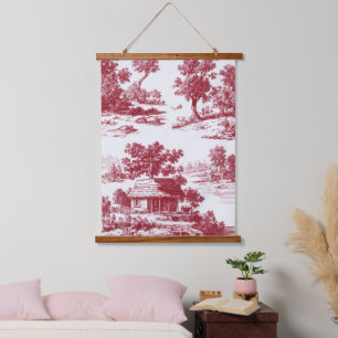 Tapisserie Suspendue Toile rouge française intemporelle avec village sc
